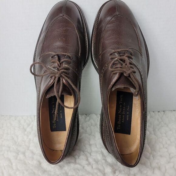 To Boot New York Mens Oxford Brown Shoes Size 8.5 Apron Split Toe Pebble Leather main image 5
